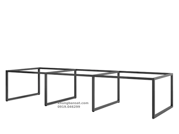 Chân sắt kiềng 40x40, Khung chân cụm bàn làm việc 6 chỗ: PV-C6K4