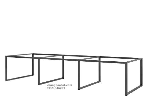 Chân sắt 25x50, khung chân sắt bàn cụm 6 người: PV- C6K25