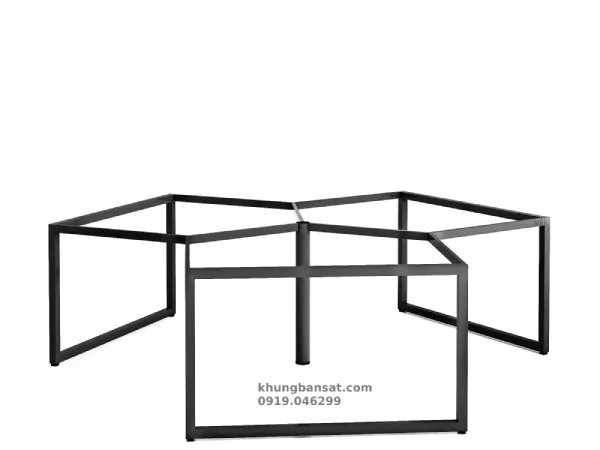 Chân kiềng vuông 40x40, khung chân sắt bàn cụm 3 người: PV- C3K4