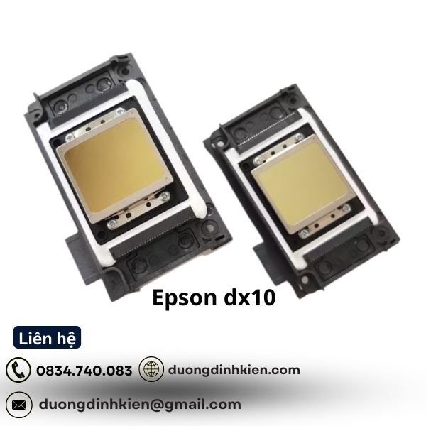 Đầu in DX10 là một trong những dòng đầu in được ưa chuộng nhất hiện nay trên thị trường in quảng cáo khổ lớn, nhờ khả năng phun mực chính xác, chất lượng in sắc nét và giá thành hợp lý. Đầu in này thường được sử dụng trên các loại máy in bạt, máy in decal, máy in quảng cáo khổ 1m6 – 1m8, đặc biệt là các dòng máy phổ biến như Hongying, Wit-Color và một số máy in Trung Quốc sử dụng công nghệ Epson. Đầu in DX10 là một trong những dòng đầu in được ưa chuộng nhất hiện nay trên thị trường in quảng cáo khổ lớn, nhờ khả năng phun mực chính xác, chất lượng in sắc nét và giá thành hợp lý. Đầu in này thường được sử dụng trên các loại máy in bạt, máy in decal, máy in quảng cáo khổ 1m6 – 1m8, đặc biệt là các dòng máy phổ biến như Hongying, Wit-Color và một số máy in Trung Quốc sử dụng công nghệ Epson.