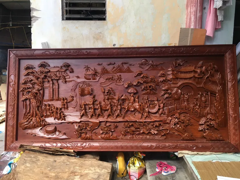 Tranh Gỗ Vinh Quy Bái Tổ