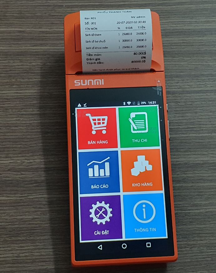 Máy Pos cầm tay cũ hiệu Sunmi V1S Máy Pos cầm tay cũ hiệu Sunmi V1S