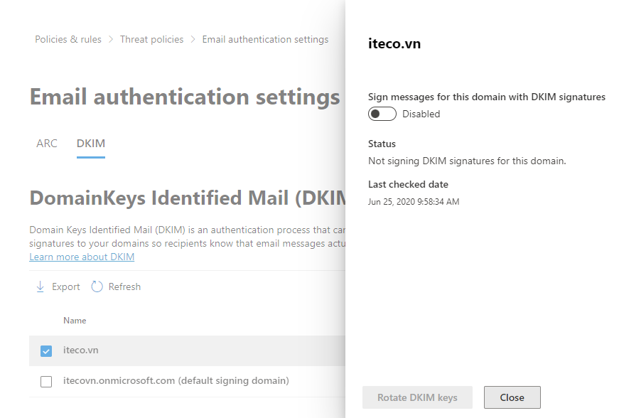 Bật xác thực DKIM cho Email Microsoft 365