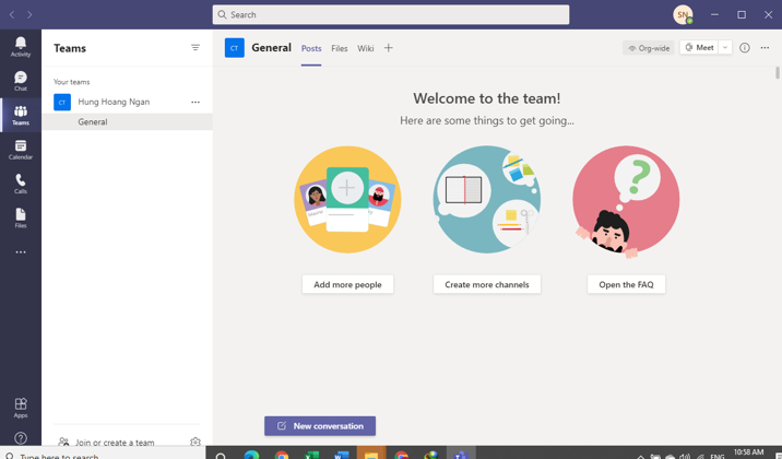 Giao diện chính Microsoft Teams