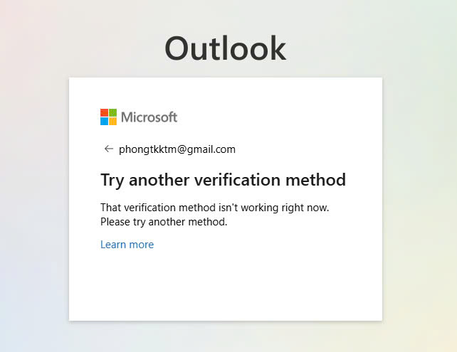 mở khóa tài khoản microsoft không thành công