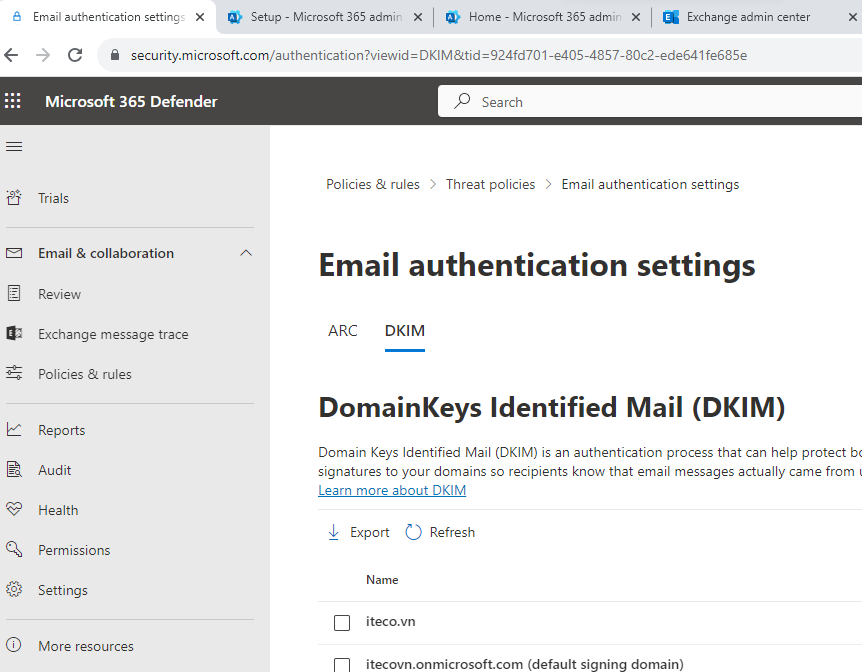 Thiết lập DKIM cho Email Microsoft 365