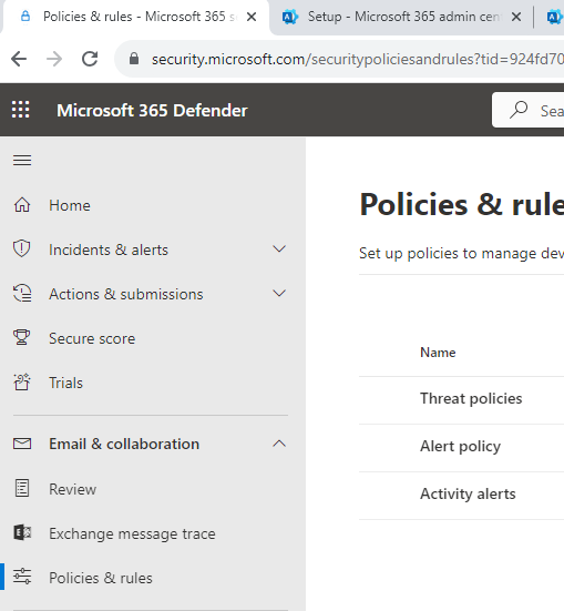Thiết lập Polices cho Email Microsoft 365