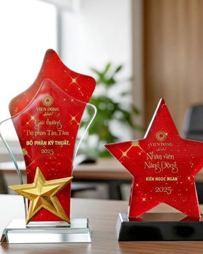 Cúp kỷ niệm chương Pha lê đẹp In nhanh
