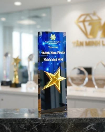 Cúp pha lê ngôi sao giữa thân nhập khẩu