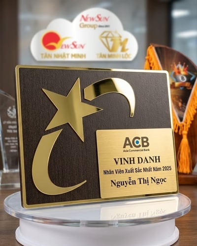 Bảng vinh danh kỷ niệm chương gỗ mica đẹp