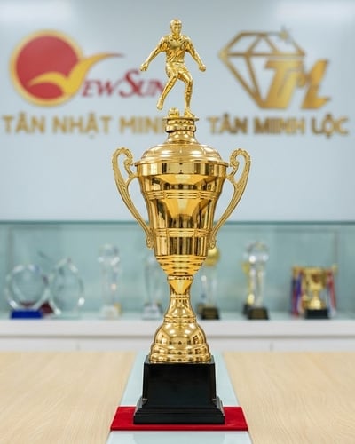 Cúp kim loại bóng đá thể thao mẫu thân sọc