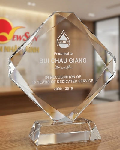 Cúp kỷ niệm chương pha lê In nhanh mẫu vuông