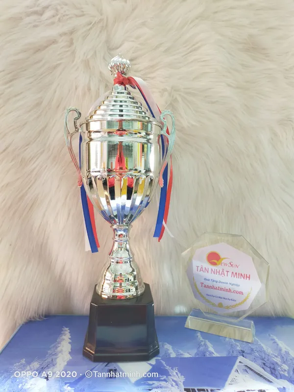 Cúp lưu niệm kim loại BẠC MỚI