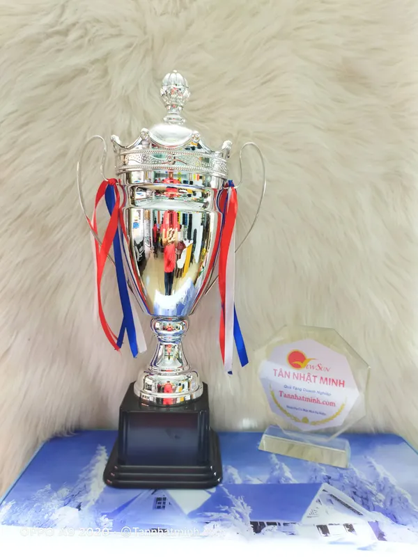 Cúp lưu niệm kim loại BẠC MỚI