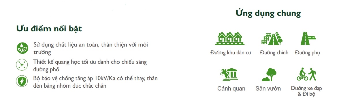 Ưu điểm Đèn LED chiếu sáng đường phố cảnh quan sân vườn The CityLight CTG 139P 20W Ưu điểm Đèn LED chiếu sáng đường phố cảnh quan sân vườn The CityLight CTG 139P 20W
