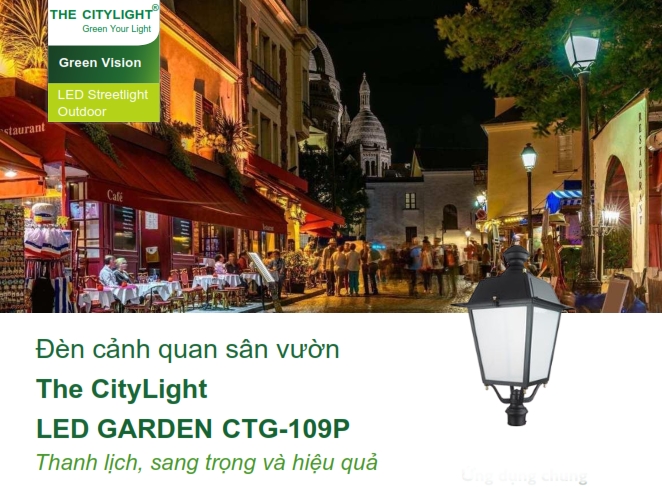 Đèn LED chiếu sáng đường phố cảnh quan sân vườn The Citylight CTG 109P 20W Đèn LED chiếu sáng đường phố cảnh quan sân vườn The Citylight CTG 109P 20W