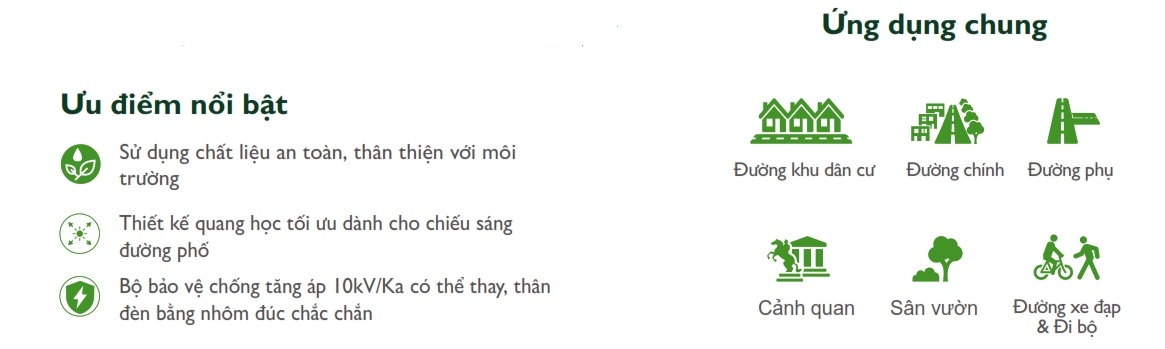 Ưu điểm Đèn LED chiếu sáng đường phố cảnh quan sân vườn The Citylight CTG 145P 80W Ưu điểm Đèn LED chiếu sáng đường phố cảnh quan sân vườn The Citylight CTG 145P 80W