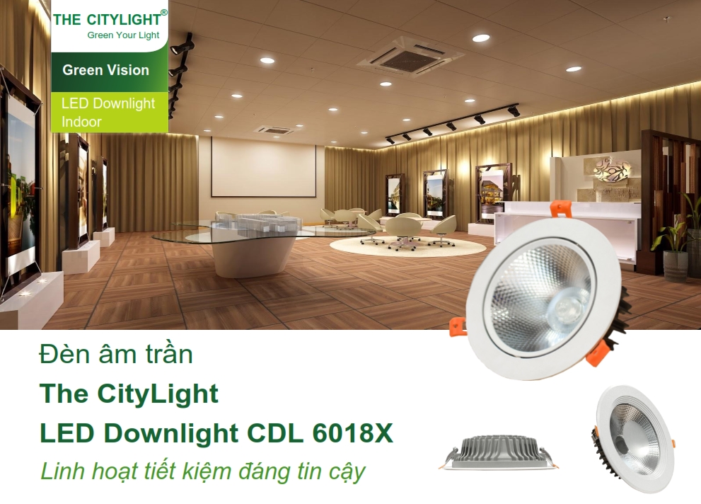 Đèn downlight âm trần LED The City Light chiếu sáng trong nhà CDL 6018X Đèn downlight âm trần LED The City Light chiếu sáng trong nhà CDL 6018X