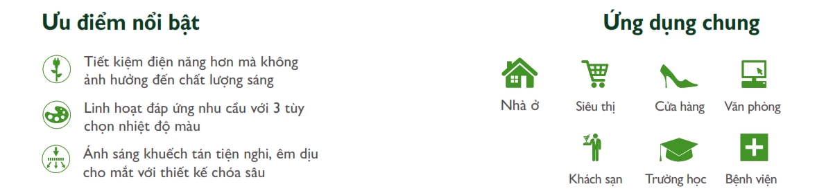 Ưu điểm Đèn downlight âm trần LED The City Light chiếu sáng trong nhà CDL 61281 15W Ưu điểm Đèn downlight âm trần LED The City Light chiếu sáng trong nhà CDL 61281 15W