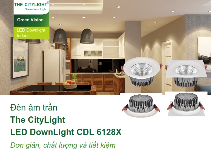 Đèn downlight âm trần LED The City Light chiếu sáng trong nhà CDL 61281 15W Đèn downlight âm trần LED The City Light chiếu sáng trong nhà CDL 61281 15W