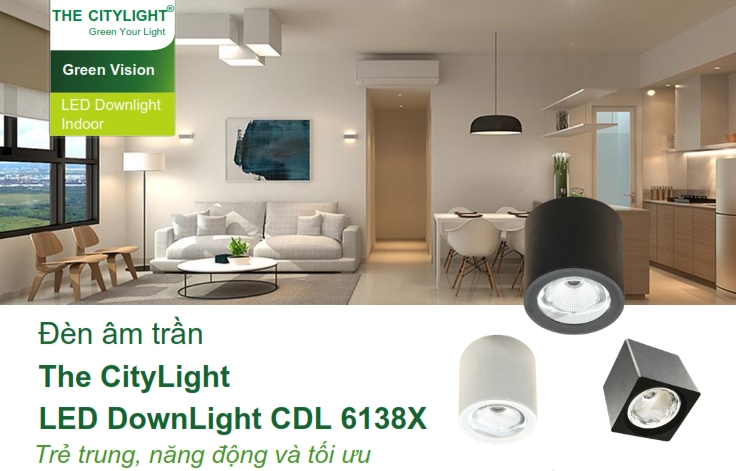 Đèn downlight LED gắn nổi The City Light Surface chiếu sáng trong nhà CDL 61381 6W Đèn downlight LED gắn nổi The City Light Surface chiếu sáng trong nhà CDL 61381 6W