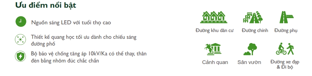 Ưu điểm Đèn LED chiếu sáng đường phố cảnh quan sân vườn The Citylight CTG 109P 20W Ưu điểm Đèn LED chiếu sáng đường phố cảnh quan sân vườn The Citylight CTG 109P 20W