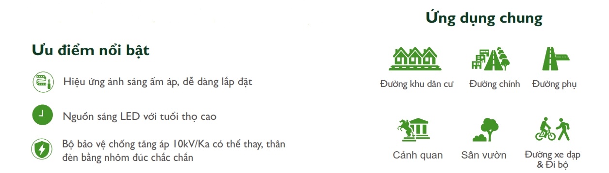 Ưu điểm Đèn LED chiếu sáng đường phố cảnh quan sân vườn The Citylight CTG 121P 40W Ưu điểm Đèn LED chiếu sáng đường phố cảnh quan sân vườn The Citylight CTG 121P 40W