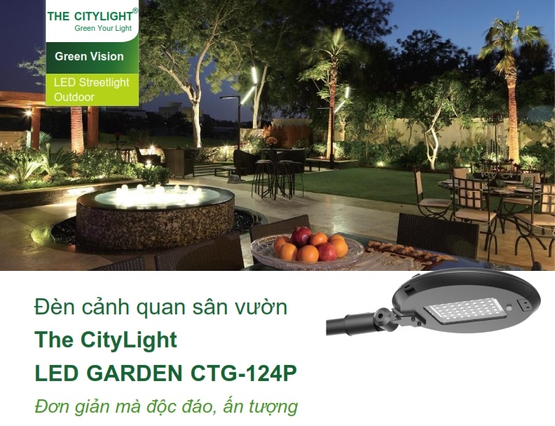 Đèn LED chiếu sáng đường phố cảnh quan sân vườn The CityLight CTG 124P 30W Đèn LED chiếu sáng đường phố cảnh quan sân vườn The CityLight CTG 124P 30W