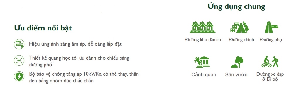 Ưu điểm Đèn LED chiếu sáng đường phố cảnh quan sân vườn The Citylight CTG 125P 30W Ưu điểm Đèn LED chiếu sáng đường phố cảnh quan sân vườn The Citylight CTG 125P 30W