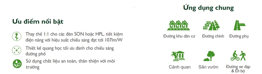 Ưu điểm Đèn LED chiếu sáng đường phố cảnh quan sân vườn The Citylight CTG 126P 20W Ưu điểm Đèn LED chiếu sáng đường phố cảnh quan sân vườn The Citylight CTG 126P 20W