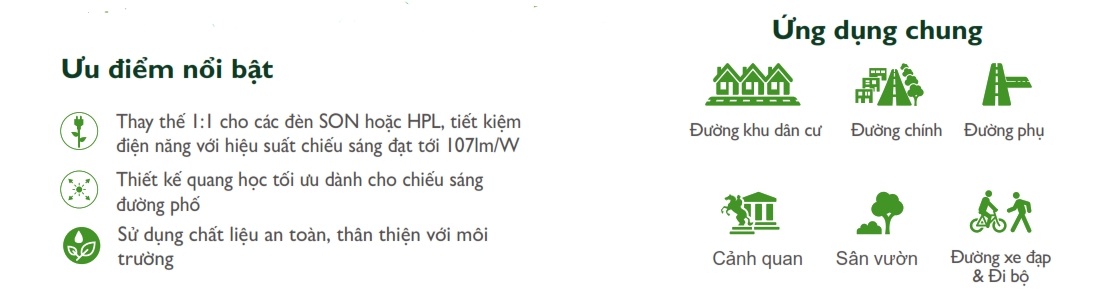 Ưu điểm Đèn LED chiếu sáng đường phố cảnh quan sân vườn The Citylight CTG 127P 20W Ưu điểm Đèn LED chiếu sáng đường phố cảnh quan sân vườn The Citylight CTG 127P 20W