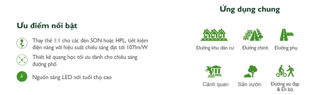 Ưu điểm Đèn LED chiếu sáng đường phố cảnh quan sân vườn The Citylight CTG 129P 20W Ưu điểm Đèn LED chiếu sáng đường phố cảnh quan sân vườn The Citylight CTG 129P 20W