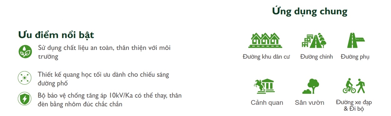 Ưu điểm Đèn LED chiếu sáng đường phố cảnh quan sân vườn The Citylight CTG 141P 20W Ưu điểm Đèn LED chiếu sáng đường phố cảnh quan sân vườn The Citylight CTG 141P 20W