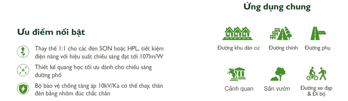 Ưu điểm Đèn LED chiếu sáng đường phố cảnh quan sân vườn The Citylight CTG 144P 20W Ưu điểm Đèn LED chiếu sáng đường phố cảnh quan sân vườn The Citylight CTG 144P 20W