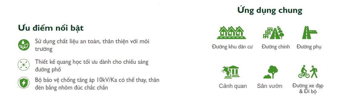 Ưu điểm Đèn LED chiếu sáng đường phố cảnh quan sân vườn The Citylight CTG 146P 120W Ưu điểm Đèn LED chiếu sáng đường phố cảnh quan sân vườn The Citylight CTG 146P 120W