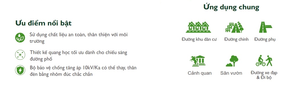 Ưu điểm Đèn LED chiếu sáng đường phố cảnh quan sân vườn The Citylight CTG 149P 20W Ưu điểm Đèn LED chiếu sáng đường phố cảnh quan sân vườn The Citylight CTG 149P 20W