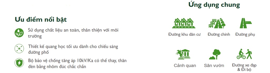 Ưu điểm Đèn LED chiếu sáng đường phố cảnh quan sân vườn The Citylight CTG 150P 20W Ưu điểm Đèn LED chiếu sáng đường phố cảnh quan sân vườn The Citylight CTG 150P 20W