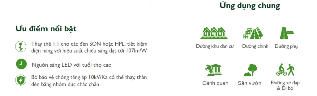 Ưu điểm Đèn LED chiếu sáng đường phố cảnh quan sân vườn The Citylight CTG 155P 60W Ưu điểm Đèn LED chiếu sáng đường phố cảnh quan sân vườn The Citylight CTG 155P 60W
