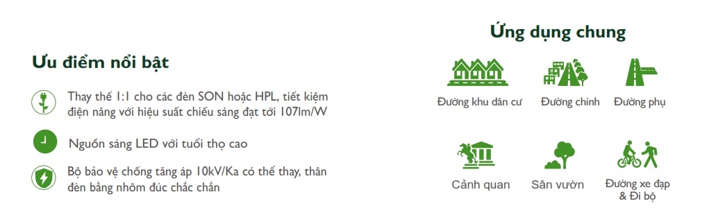 Ưu điểm Đèn LED chiếu sáng đường phố cảnh quan sân vườn The Citylight CTG 156P 30W Ưu điểm Đèn LED chiếu sáng đường phố cảnh quan sân vườn The Citylight CTG 156P 30W
