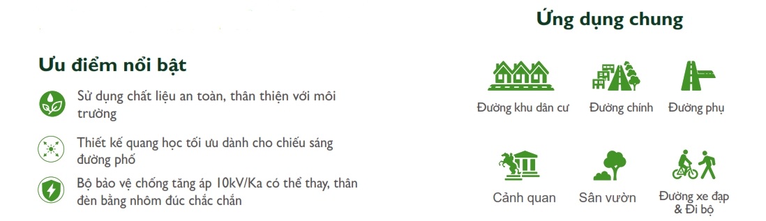 Ưu điểm Đèn LED chiếu sáng đường phố cảnh quan sân vườn The Citylight CTG 157P 30W Ưu điểm Đèn LED chiếu sáng đường phố cảnh quan sân vườn The Citylight CTG 157P 30W