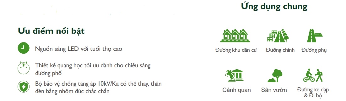Ưu điểm Đèn LED chiếu sáng đường phố cảnh quan sân vườn The Citylight CTG 159P 30W Ưu điểm Đèn LED chiếu sáng đường phố cảnh quan sân vườn The Citylight CTG 159P 30W