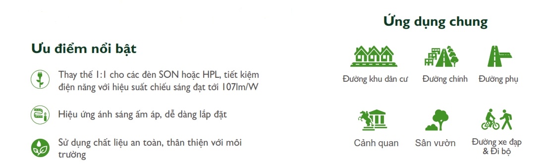Ưu điểm Đèn LED chiếu sáng đường phố cảnh quan sân vườn The Citylight CTG 163P 30W Ưu điểm Đèn LED chiếu sáng đường phố cảnh quan sân vườn The Citylight CTG 163P 30W