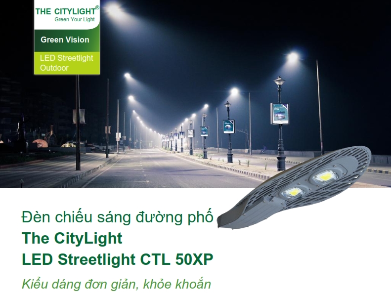 Đèn Led chiếu sáng đường phố The CityLight Street Lighting CTL501P 1COB 40W Đèn Led chiếu sáng đường phố The CityLight Street Lighting CTL501P 1COB 40W