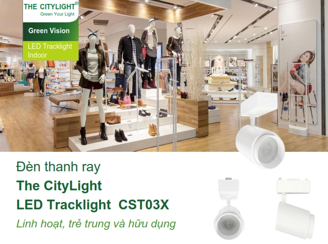 Đèn thanh ray The City Light LED Tracklight chiếu sáng phòng trưng bày shop CST031 12W Đèn thanh ray The City Light LED Tracklight chiếu sáng phòng trưng bày shop CST031 12W