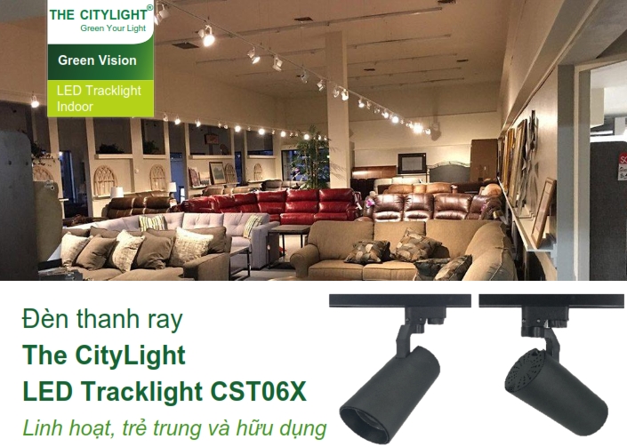 Đèn thanh ray The CityLight LED Tracklight chiếu sáng phòng trưng bày shop triển lãm CTS061 20W Đèn thanh ray The CityLight LED Tracklight chiếu sáng phòng trưng bày shop triển lãm CTS061 20W