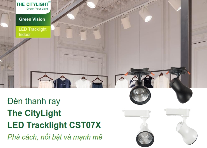Đèn thanh ray The CityLight LED Tracklight chiếu sáng phòng trưng bày shop triển lãm CTS071 8W Đèn thanh ray The CityLight LED Tracklight chiếu sáng phòng trưng bày shop triển lãm CTS071 8W