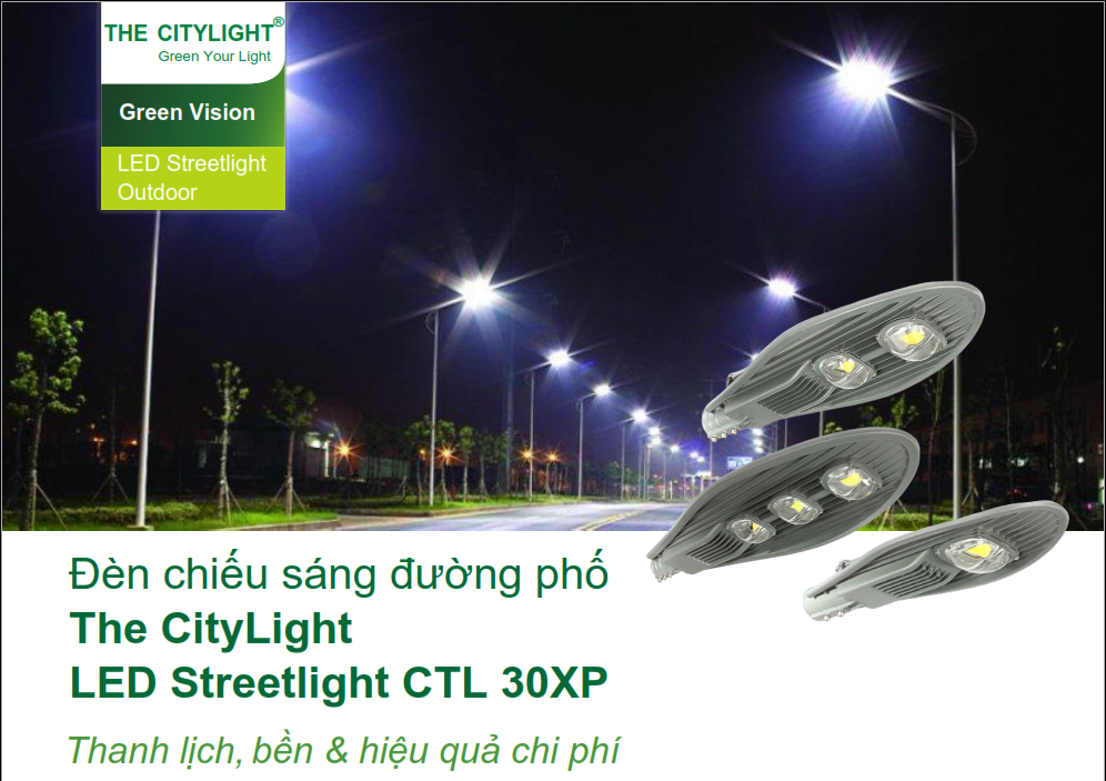 Đèn chiếu sáng đường phố The CityLight LED Streetlight CTL 30XP Đèn chiếu sáng đường phố The CityLight LED Streetlight CTL 30XP