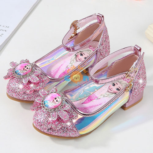 【Giày công chúa Elsa cao gót】đính đá cho bé gái (màu hồng & xanh ngọc)