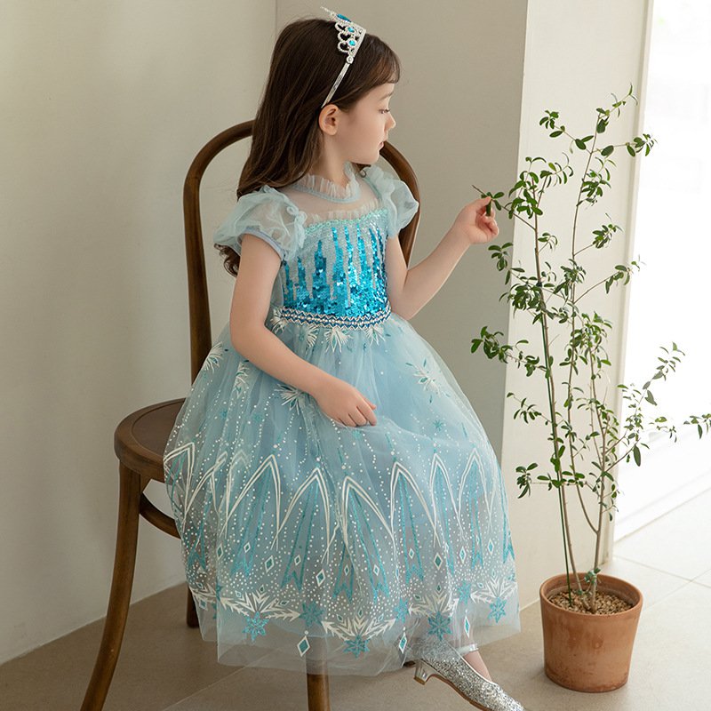 Váy công chúa Elsa màu xanh | Đầm công chúa elsa cho bé gái 