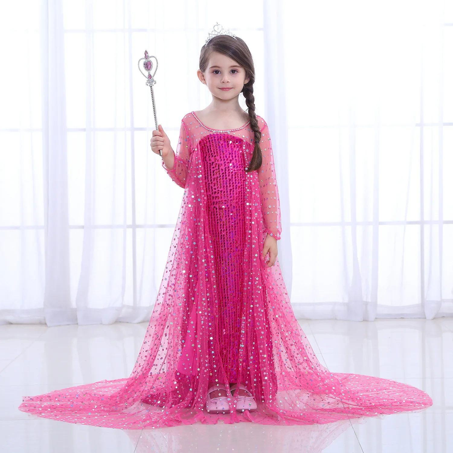 Váy Maxi Elsa Cho Trẻ Em, Với Áo Choàng Bông Tuyết Dài Tay, Trang Phục Dự  Tiệc Công Chúa Elza Đính Kim Sa Trang Phục Lễ Hội Sinh Nhật Cô Gái Ưa